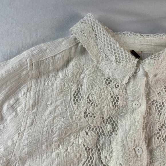 Free People Long sleeve button up shirt with lace. - Picture 6 of 9